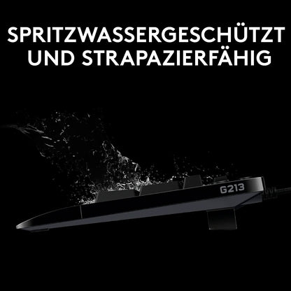 👉 Gaming-Tastatur – RGB-Beleuchtung, programmierbare Tasten, Multimedia-Bedienelemente, integrierte Handballenauflage, spritzwassergeschützt, deutsches QWERTZ-Layout, Schwarz
